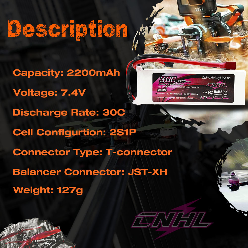 2 pièces CNHL 2S 7.4V batterie - Fpv Drone Quadcopter avis et prix