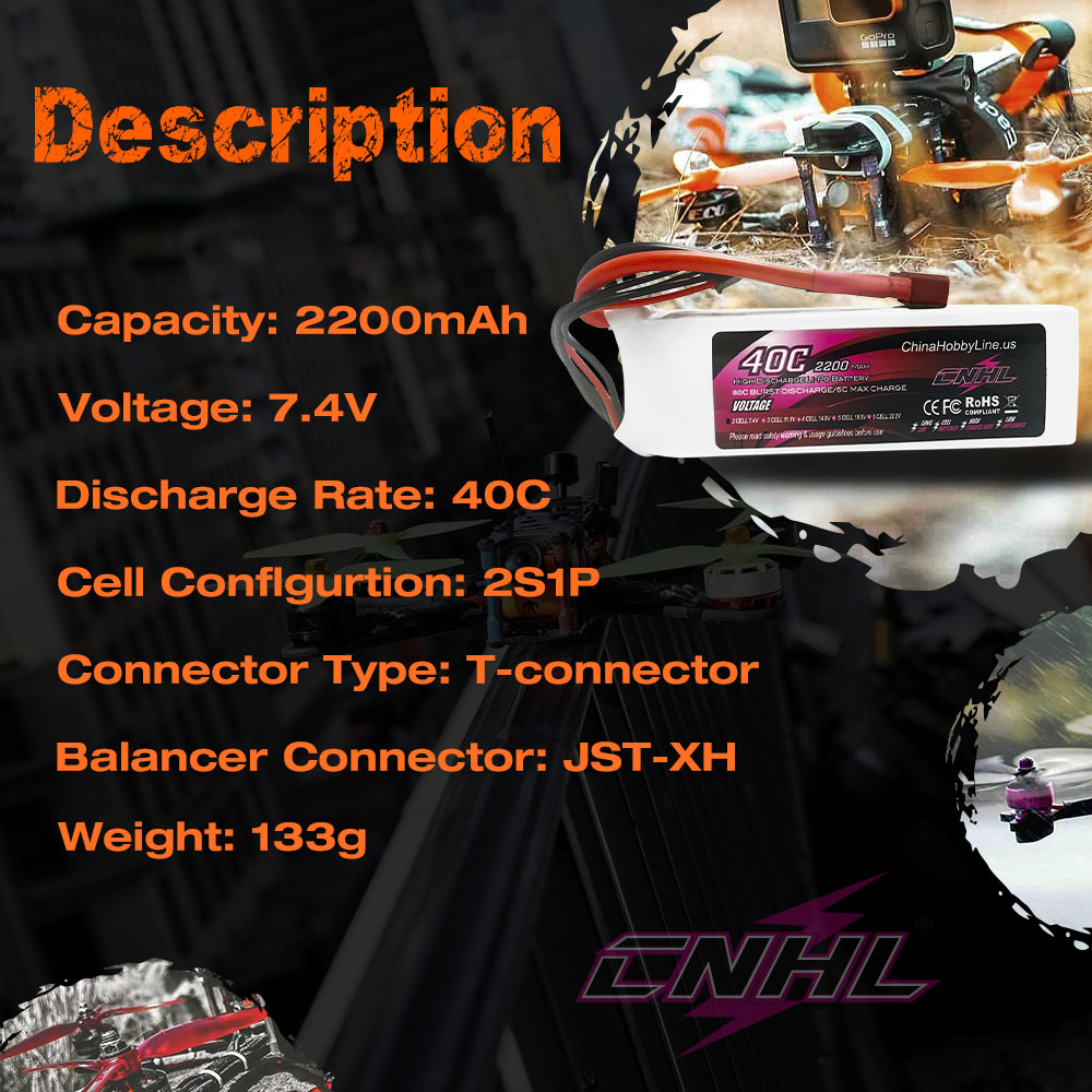 2 pièces CNHL 2S 7.4V batterie - Fpv Drone Quadcopter avis et prix
